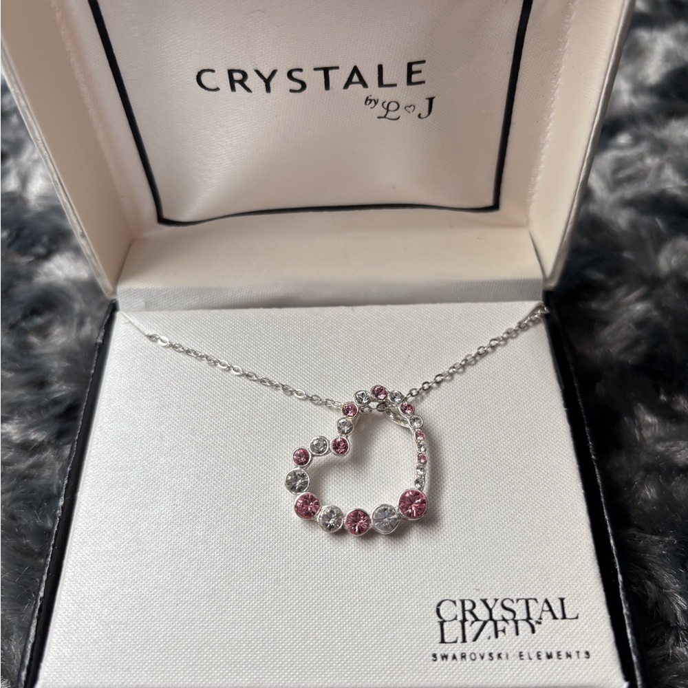 Crystale by L&J Swarovski Elements Pink and Silver Heart Necklace